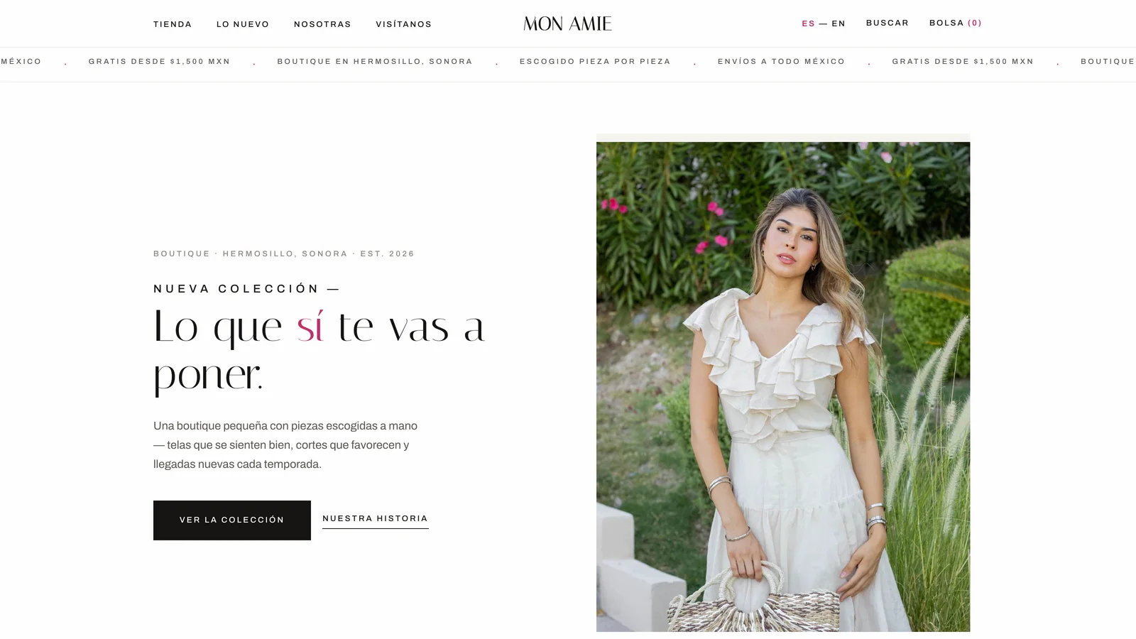 Mon Amie — homepage, “Lo que sí te vas a poner”