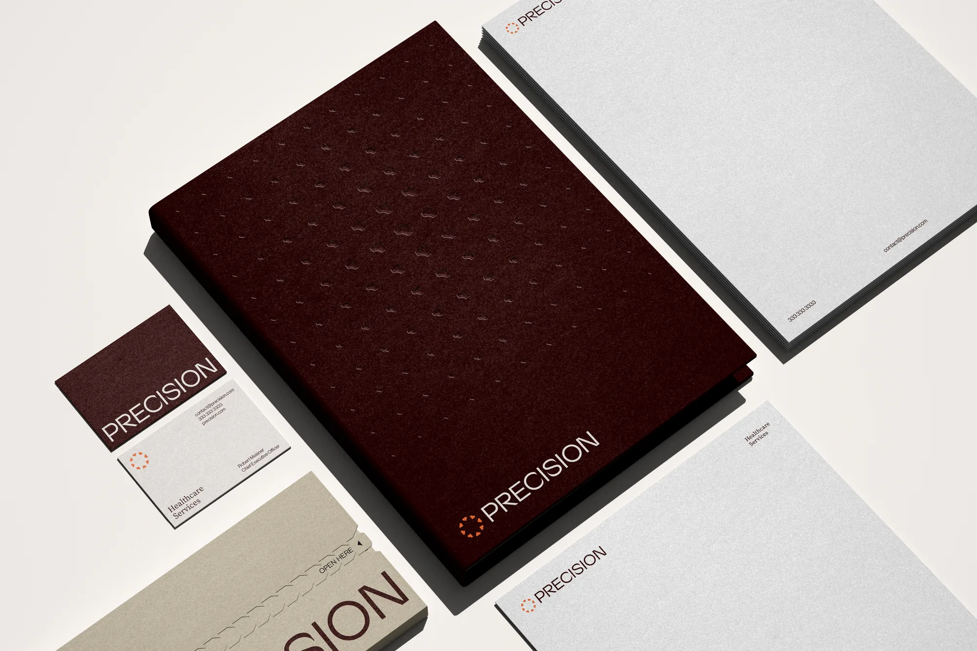 Precision — folder, letterhead and business cards