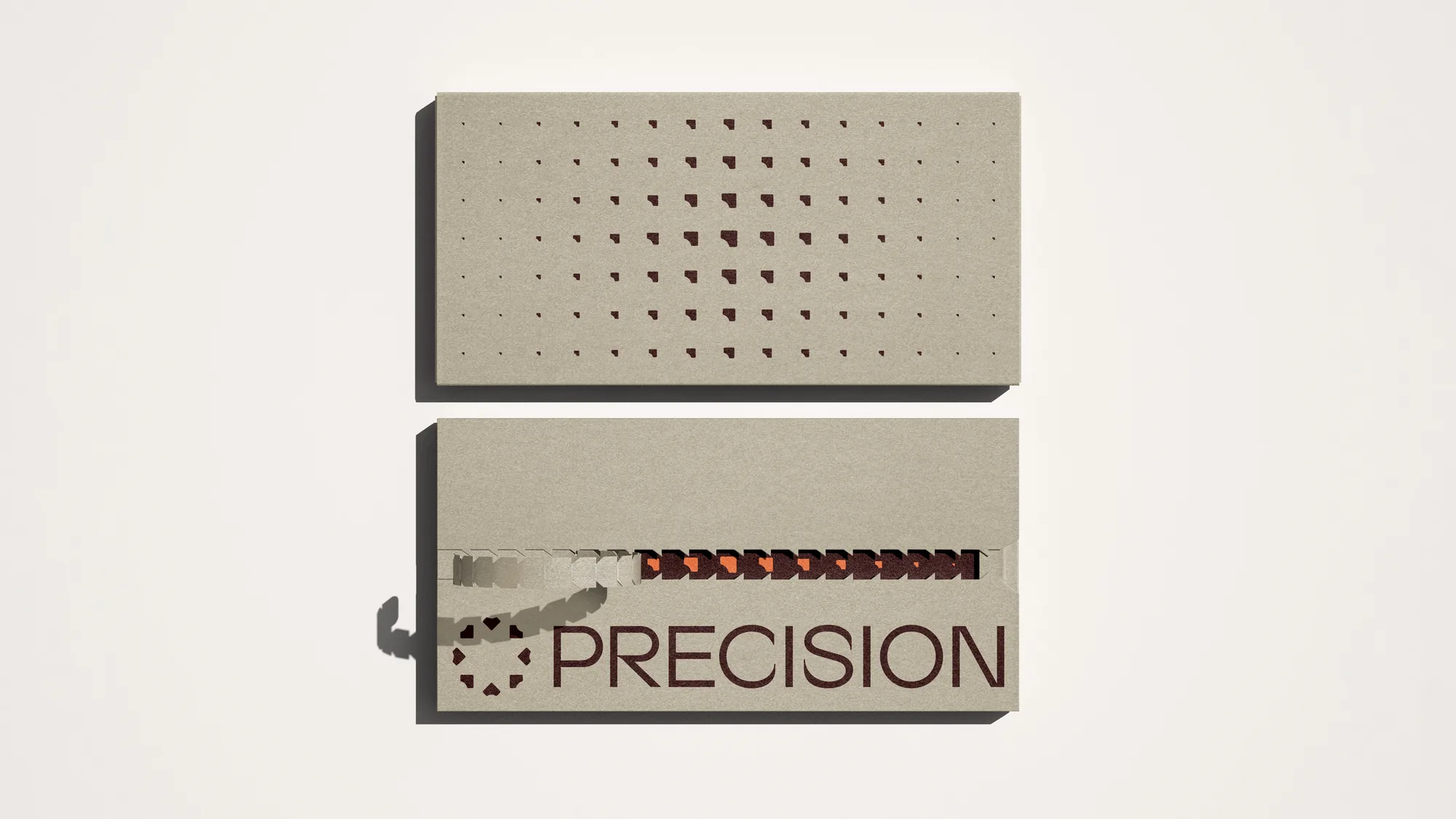 Precision — perforated packaging with the wordmark